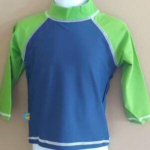 Baby boy long sleeve rash guard UPF50+ - blue green - 18 mos